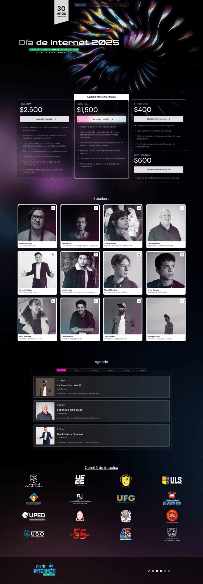 Internet Day beta landing page design with a campaign-oriented interface and bold messaging.