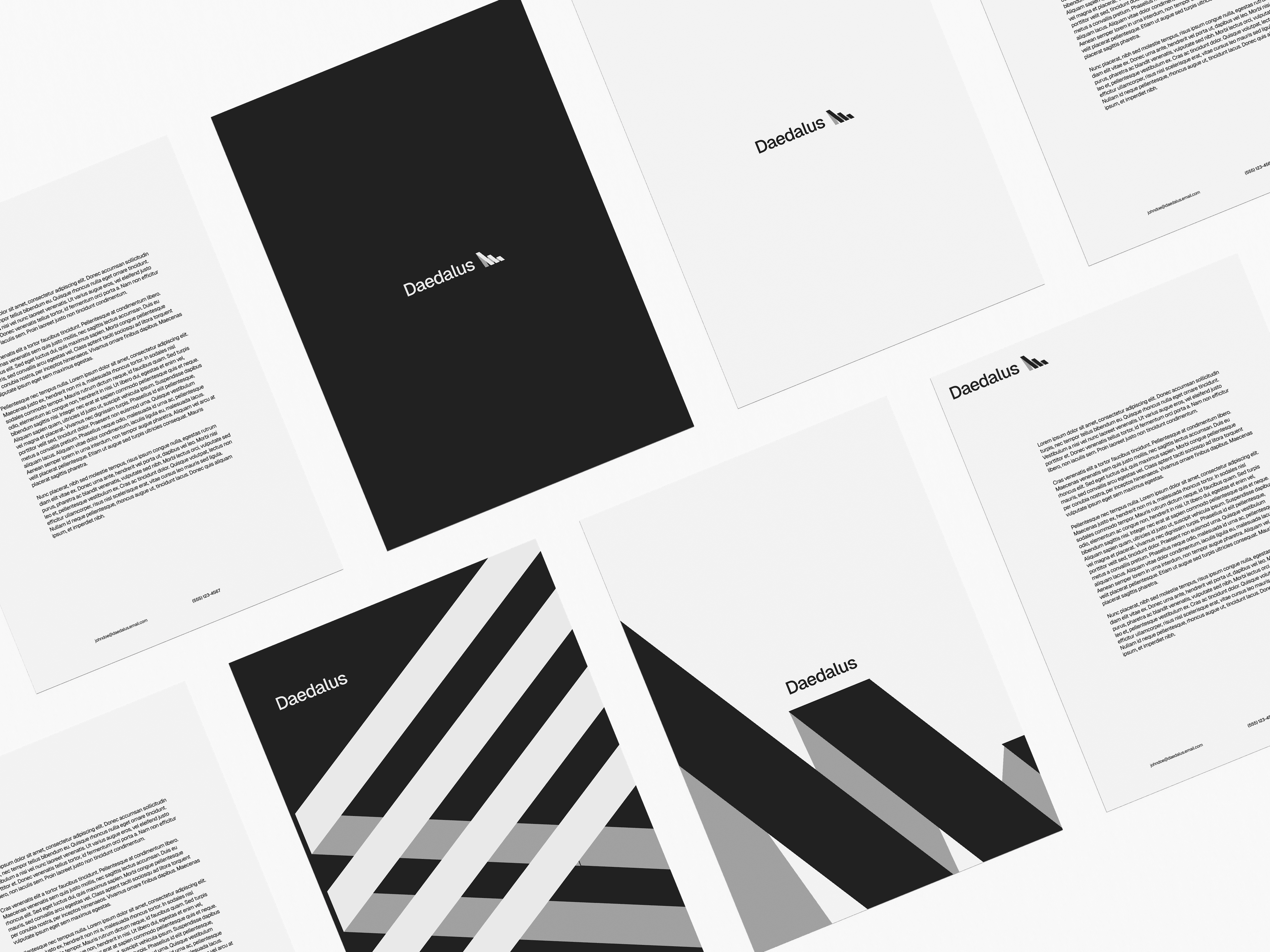Paper mockups presenting editorial or branding work in a print-inspired visual composition.