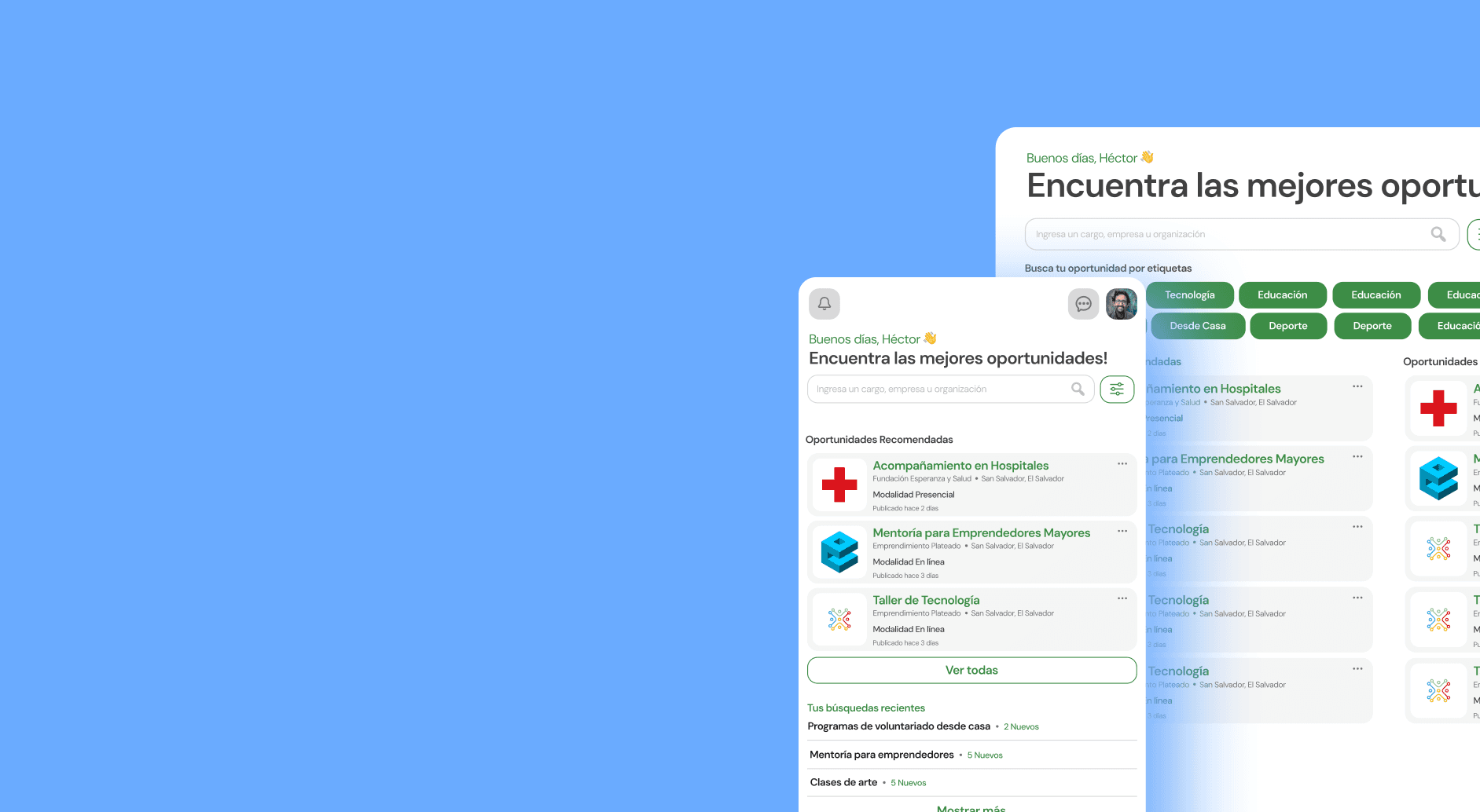 Silver Voluntarios mockup presenting a polished product and interface concept.