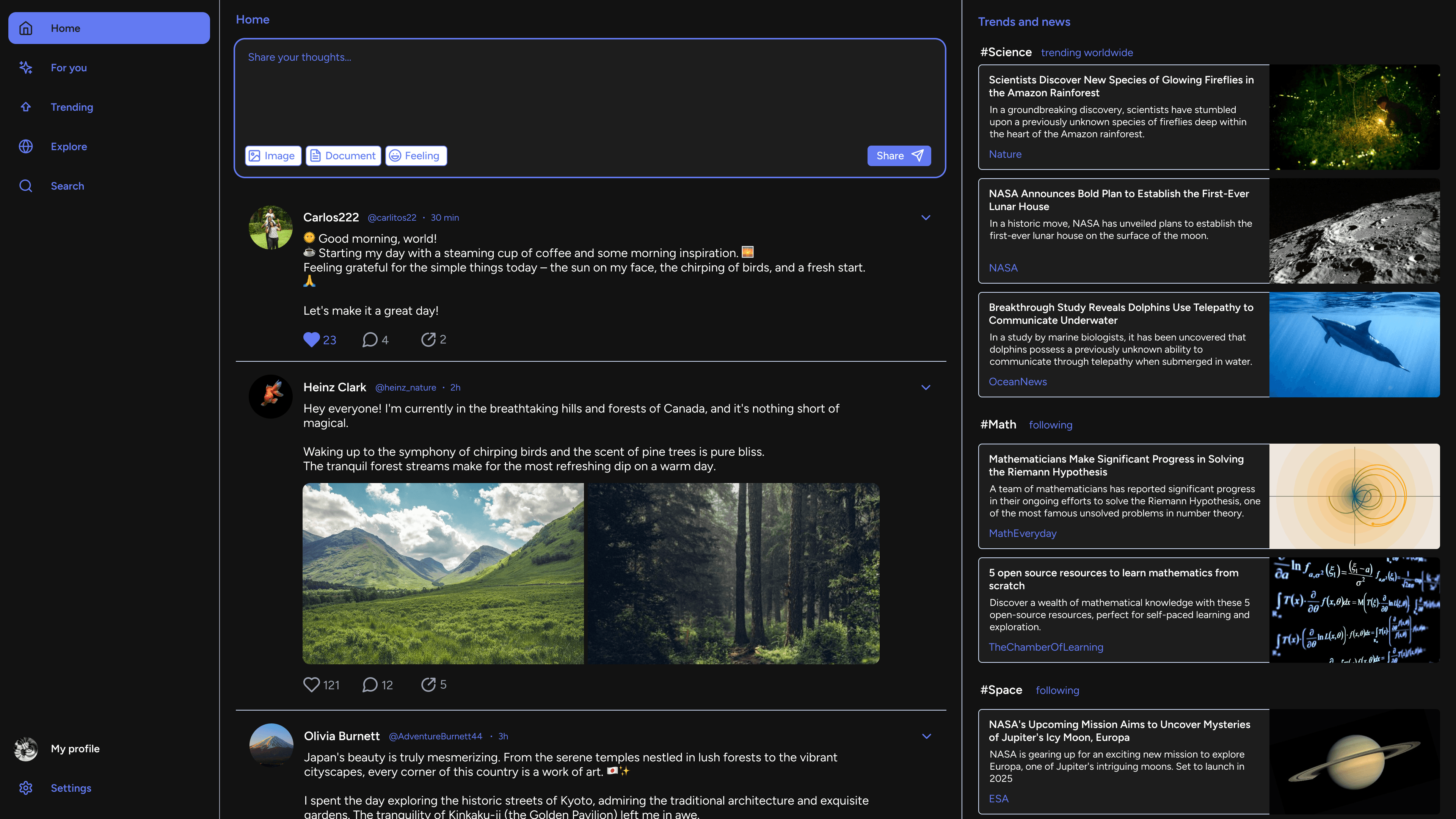 Social media design exploration in dark mode with a modern visual treatment.